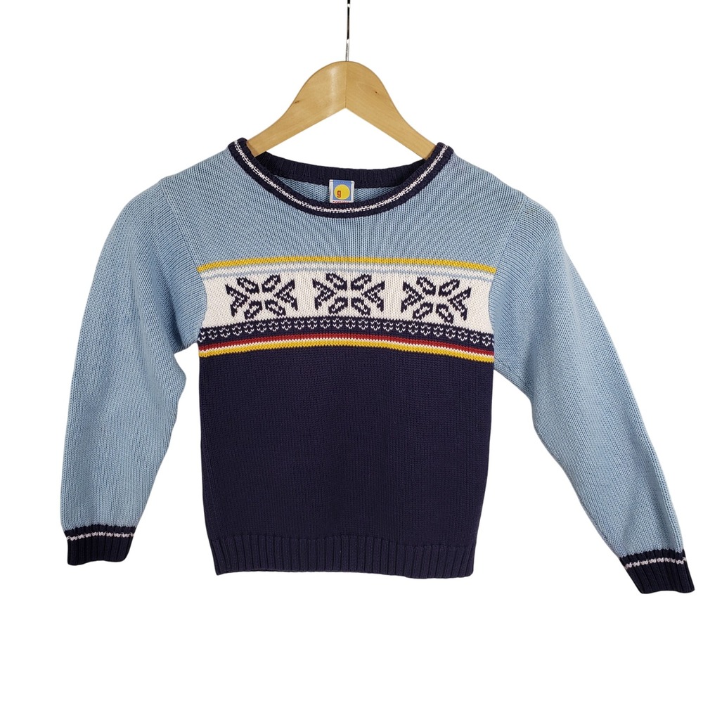 Vintage Gymboree Boys Sweater Kids Blue‎ Snowflake Knit 5 Christmas